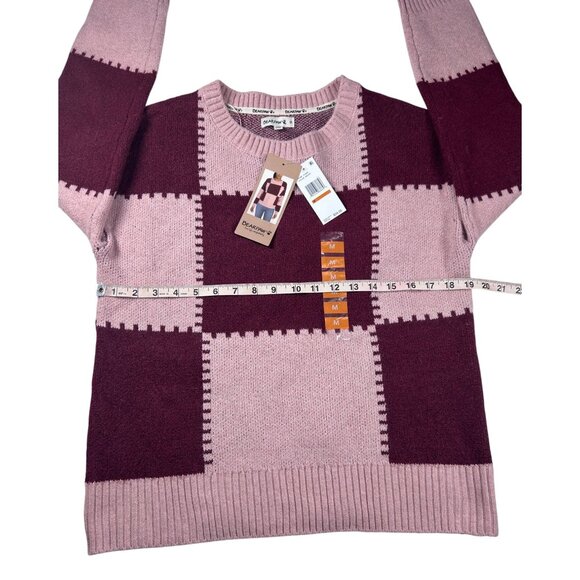 Bearpaw Sweater Women's Size M Plaid Pattern Pink & Burgundy Polyester Blend - Picture 5 of 9